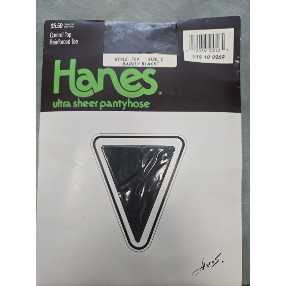 Vintage Hanes Ultra Sheer 709 Barely Black C‎ Pantyhose Control Top 1989 NOS